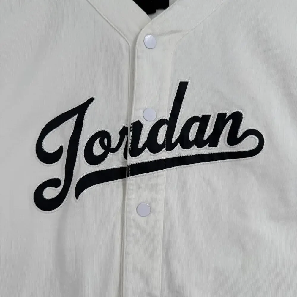 Jordan Flight MVP‎ Snap Down Embroidered Baseball Jersey Mens XL White Black
